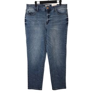 SO Mid Rise Slim Straight‎ Jeans Womens Size 17 33W Blue Denim Somestretch